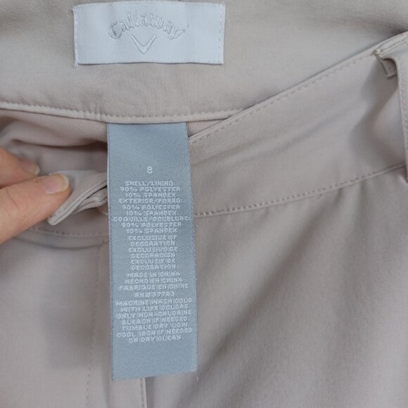 Callaway Golf Skort Beige Neutral Zip Front Skirt Built In Under Shorts Womens 8 - Picture 4 of 10